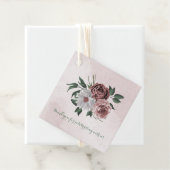 roze kaneel roos witte florale bruiloft bedankjes labels (In situ)