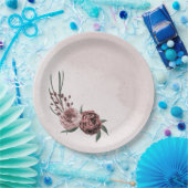 roze kaneel roos witte florale bruiloft papieren bordje (Feest)