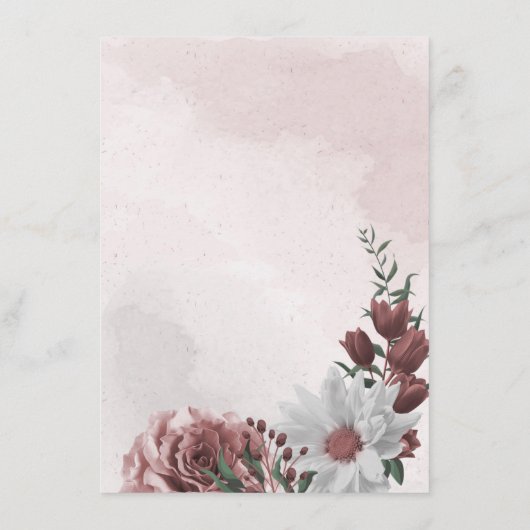 roze kaneel roos witte florale details informatiekaartje (Achterkant)