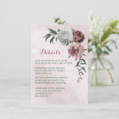 roze kaneel roos witte florale details informatiekaartje (Staand voorkant)
