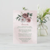 roze kaneel roos witte florale details informatiekaartje (Staand voorkant)