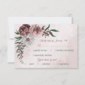 roze kaneel roos witte griesmeel keuze RSVP kaartje (Voorkant)