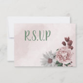 roze kaneel roos witte griesmeel keuze RSVP kaartje (Achterkant)