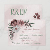 roze kaneel roos witte griesmeel keuze RSVP kaartje (Voorkant / Achterkant)