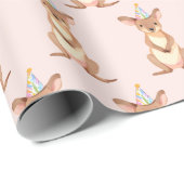 Roze Kangoeroe Verjaardagsfeest Gift Verpakkingspa Cadeaupapier (Rol Hoek)