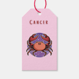 Roze Kanker, sterrenbeeld, sterrenbeeld afdruk Cadeaulabel
