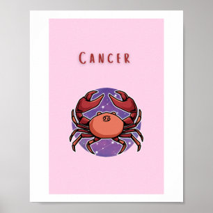 Roze Kanker, sterrenbeeld, sterrenbeeld afdruk Poster