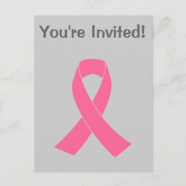 Roze kankerwaarschuwing lint uitnodiging briefkaart