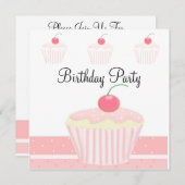 Roze kanstaart Birthday Kaart (Voorkant / Achterkant)