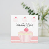 Roze kanstaart Birthday Kaart (Staand voorkant)