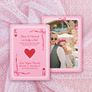 Roze Kant Aas van Harten Gelukkig Verliefd Bruilof Save The Date