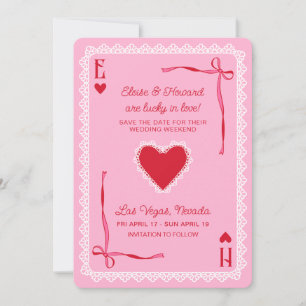 Roze Kant Aas van Harten Gelukkig Verliefd Bruilof Save The Date