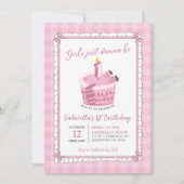 Roze kant boog meisje wil gewoon een verjaardag zi kaart (Voorkant)