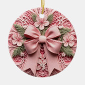  Roze Kant Bow Keramisch Ornament (Voorkant)