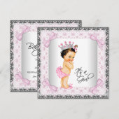Roze Kant Bows Girly Princess Baby shower Kaart (Voorkant / Achterkant)