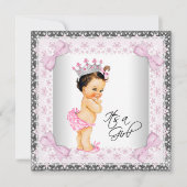 Roze Kant Bows Girly Princess Baby shower Kaart (Voorkant)