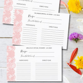 Roze Kant Bruidsbruiloft Receptkaarten