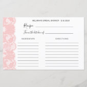 Roze Kant Bruidsbruiloft Receptkaarten (Voorkant)