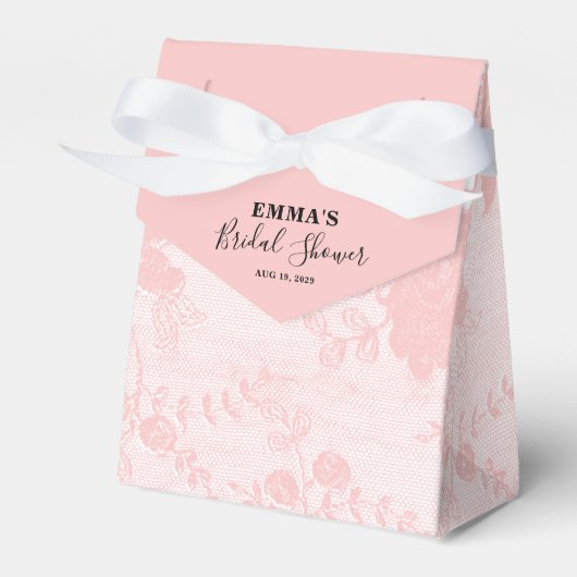 Roze Kant Bruidsdouche Bedankdoosjes (Voorkant Zijde)