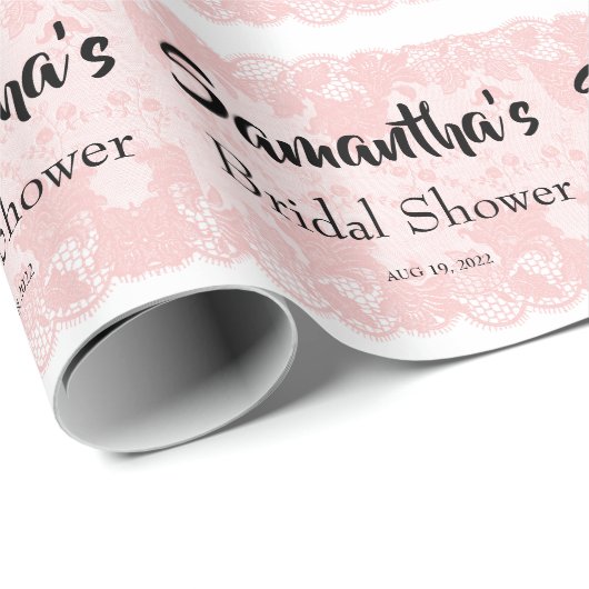 Roze Kant Bruidsdouche Inpakpapier (Rol Hoek)