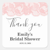 Roze Kant Bruidsdouche   Vierkante Sticker (Voorkant)