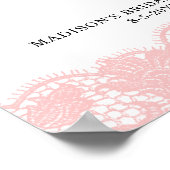 Roze kant bruiloftsrecept kaartjes bord  poster (Hoek)