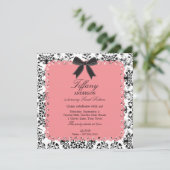 Roze Kant & BW Damask met Bow Sweet 16 Kaart (Staand voorkant)