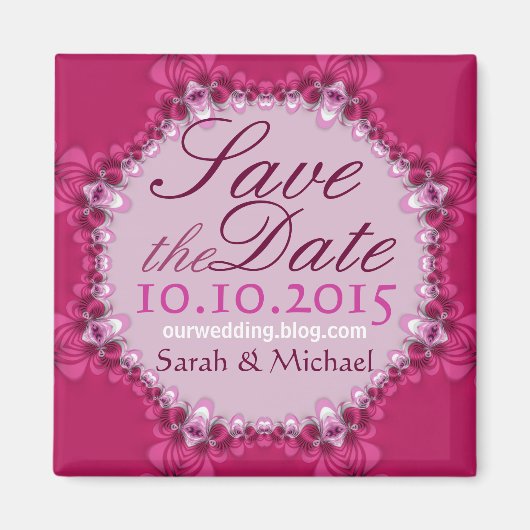 Roze Kant Cirkel Save the Date Magneet (Voorkant)