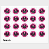 Roze Kant Cupcake Bakkerij Box Seals Ronde Sticker (Vel)