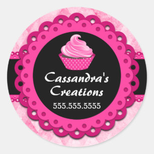 Roze Kant Cupcake Bakkerij Box Seals Ronde Sticker