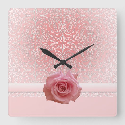 Roze Kant Damask Beauty Roos Klok (Voorkant)