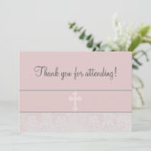 Roze kant Eerste Communie Kaart (Staand voorkant)