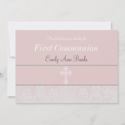 Roze kant Eerste Communie Kaart (Achterkant)