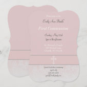 Roze kant Eerste Heilige Communie Kaart (Voorkant / Achterkant)