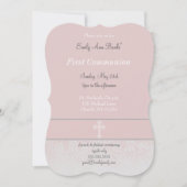 Roze kant Eerste Heilige Communie Kaart (Voorkant)