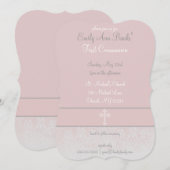 Roze kant Eerste Heilige Communieontwerp Kaart (Voorkant / Achterkant)