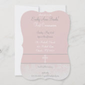 Roze kant Eerste Heilige Communieontwerp Kaart (Voorkant)