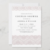 Roze kant Elegant Moderne Couples Shower Uitnodigi Kaart (Voorkant)