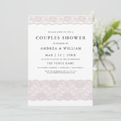 Roze kant Elegant Moderne Couples Shower Uitnodigi Kaart (Staand voorkant)