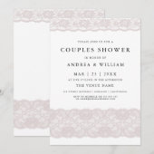 Roze kant Elegant Moderne Couples Shower Uitnodigi Kaart (Voorkant / Achterkant)