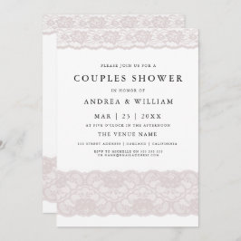 Roze kant Elegant Moderne Couples Shower Uitnodigi Kaart