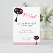 Roze kant en een Big Drink Divorce Party Invitatio Kaart (Staand voorkant)