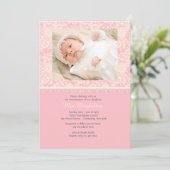 Roze kant en Polka Dots Fotouitnodiging Kaart (Staand voorkant)