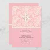 Roze kant en Polka Dots Uitnodiging (Voorkant / Achterkant)