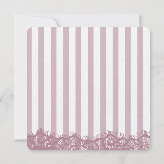 Roze kant en strepen bruiloft kaart (Achterkant)