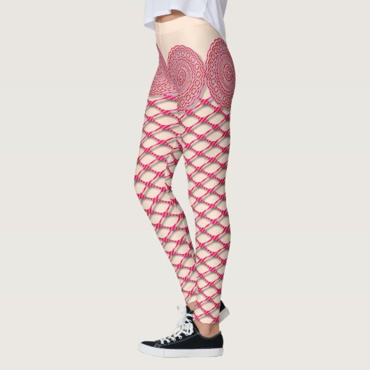Roze kant en visnet-Leggings Leggings (Links)