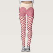 Roze kant en visnet-Leggings Leggings (Voorkant)