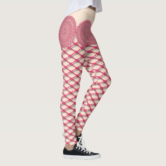 Roze kant en visnet-Leggings Leggings (Rechts)