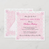 Roze kant en wit parels Vrijgezellenfeest uitnodig Kaart (Voorkant / Achterkant)