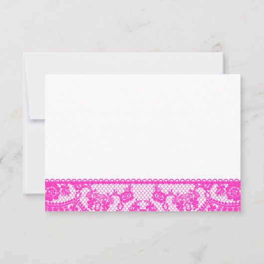 Roze Kant en Witte Ontvangst Info Kaart (Achterkant)